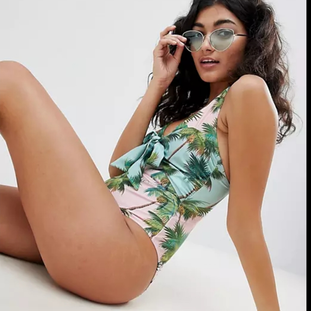 ASOS Tropical One-piece Swimsuit XS